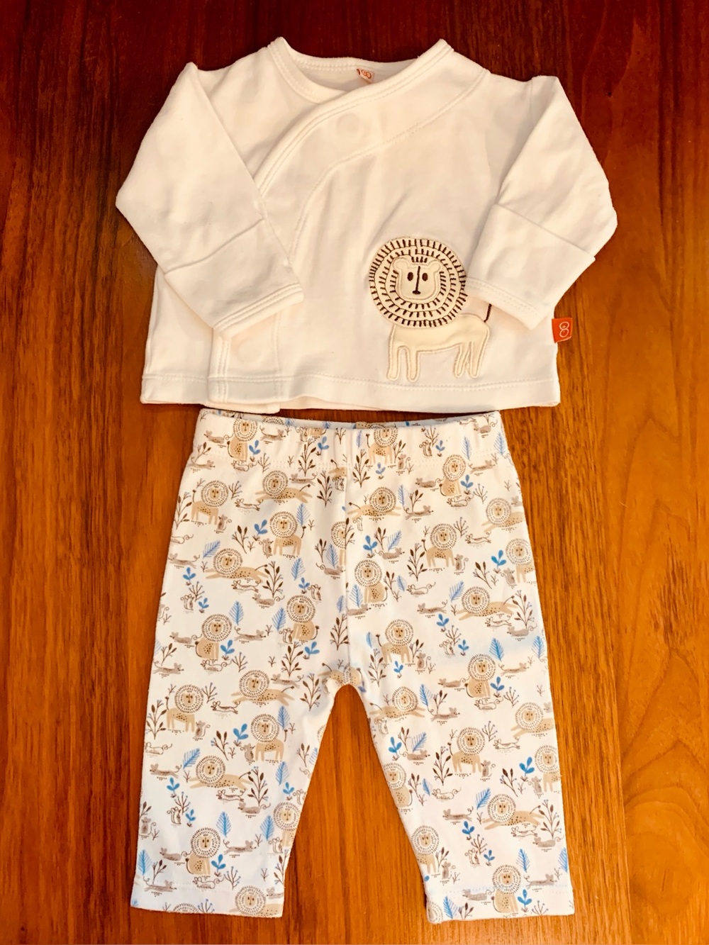 Magnetic Baby 0-3M Matching Set Kimono Top & Print Pants Lion Theme